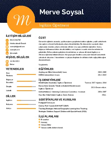 Yabancı Dil Öğretmeni Cv Örnekleri cv indir